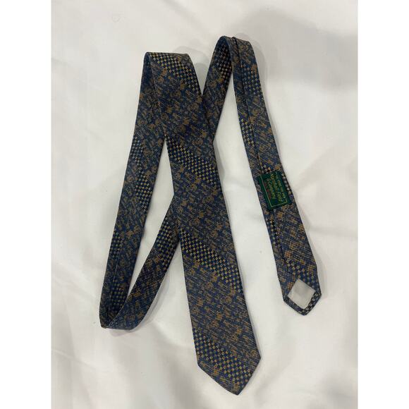 Vintage Marshall Field & Co. Gold and Blue Silk Neck Tie - Picture 7 of 9